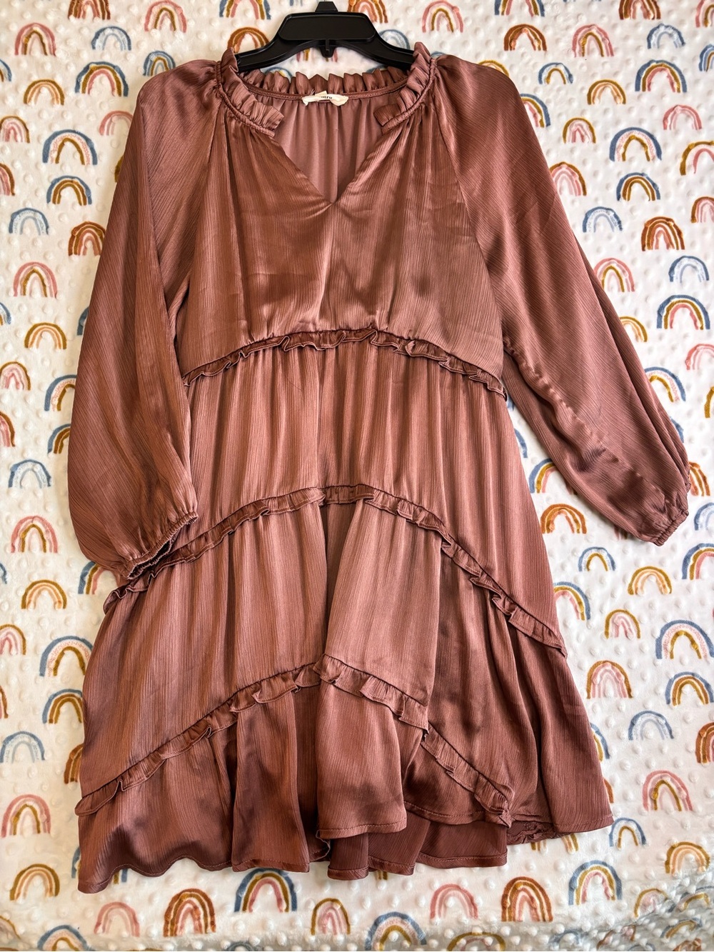 entro Mauve-Tone Tiered Mini Dress